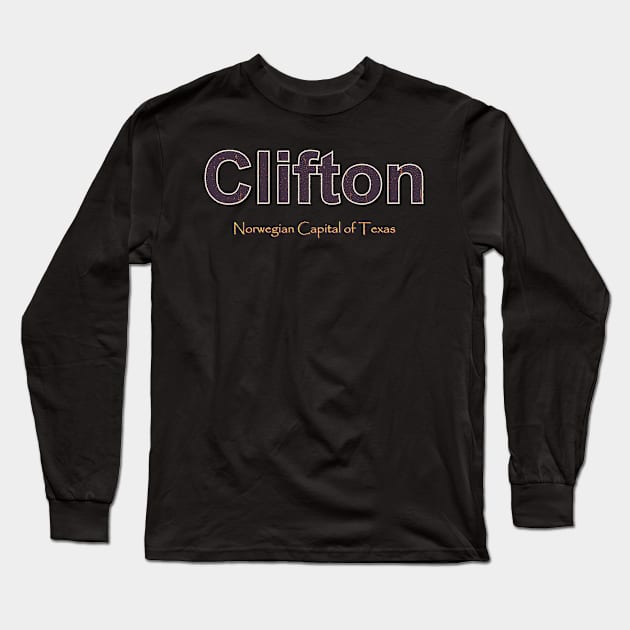Clifton Grunge Text Long Sleeve T-Shirt by QinoDesign